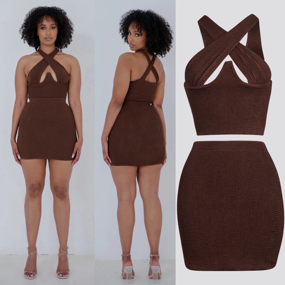 Ecru Label Textured Cocoa Crossover Wrap Set